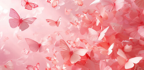 butterfly background. Background of beautiful pink butterflies in a pink shade. butterfly banner