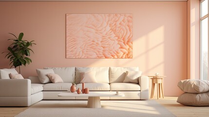 modern  peach living room