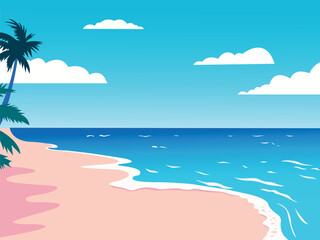 Fototapeta na wymiar flat beach landscape illustration