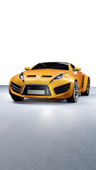 3D render of an orange sports car with a transparent background. Unbranded conceptual design. - 727140062