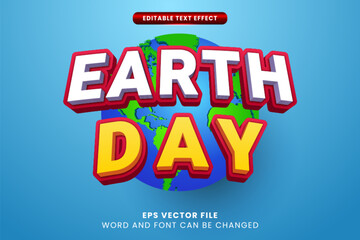 Earth day celebration 3d editable vector text effect