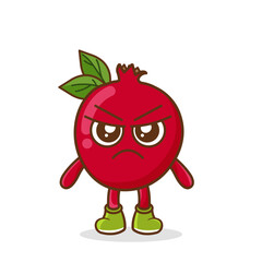 Angry. fruit character vector. pomegranate character illustration, Cute pomegranate character with angry expression vector illustration.