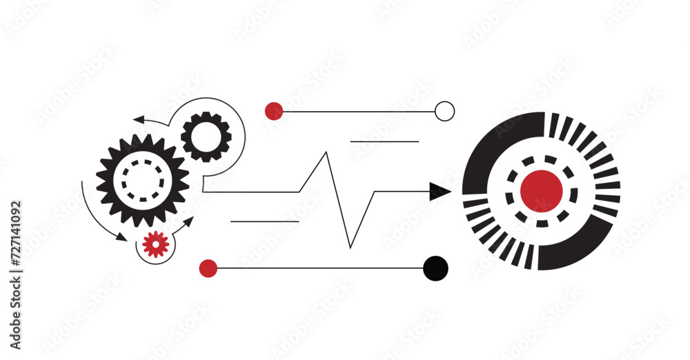 Poster abstract hi tech gear background line art. technology and computing concept vector