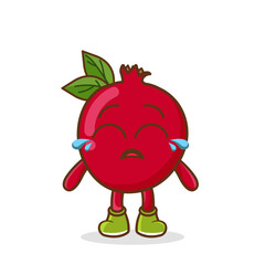 Cute funny crying sad pomegranate fruit character.