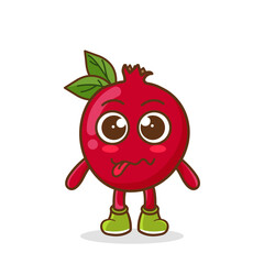 pomegranate character in sweet expression while sticking out her tongue