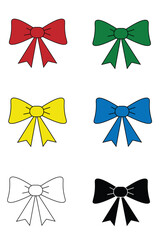 Colorful Bows Set Flat Style. Clothes parts and decoration element vector