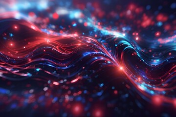 Modern Abstract Background with Neon Fluid Waves, created by ai generated - obrazy, fototapety, plakaty