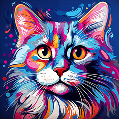 Fototapeta premium creative colorful cat poortrait, pop art