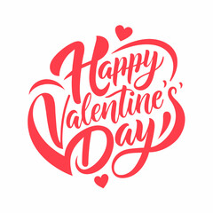Happy valentine's day on white background. Flat vector.