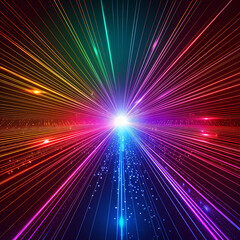Fototapeta na wymiar Abstract background with a colorful spectrum, vibrant neon rays, and glowing lines, forming a mesmerizing and energetic composition