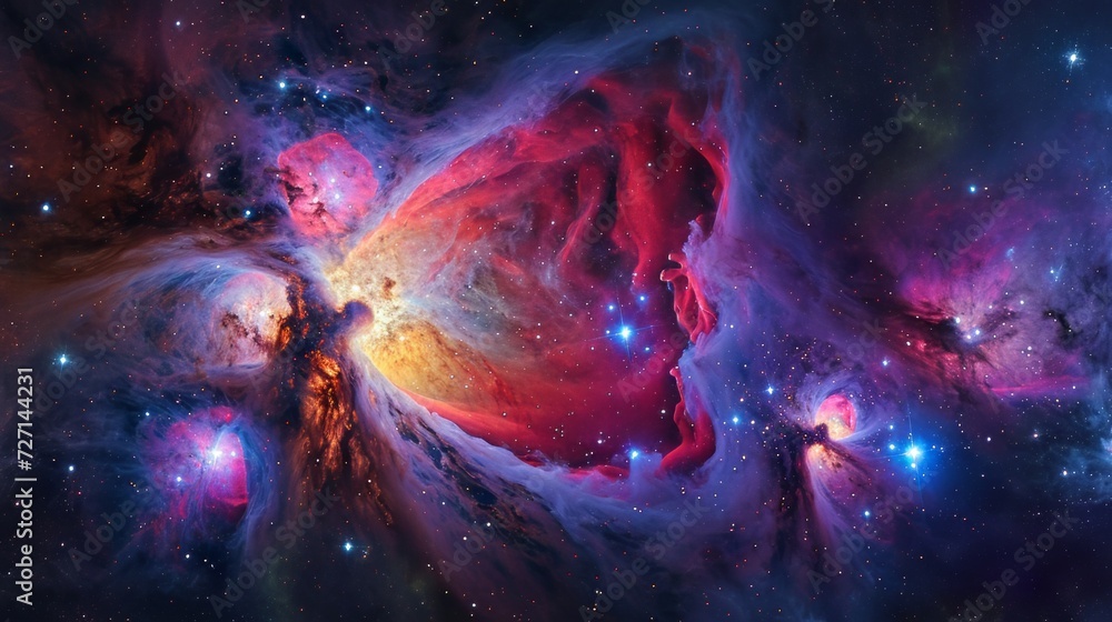 Aufkleber conceptual image of the orion nebula , displaying its young stars and intricate nebulous structure g