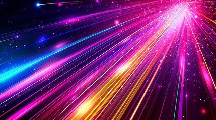 Abstract background with a colorful spectrum, vibrant neon rays, and glowing lines, forming a mesmerizing and energetic composition