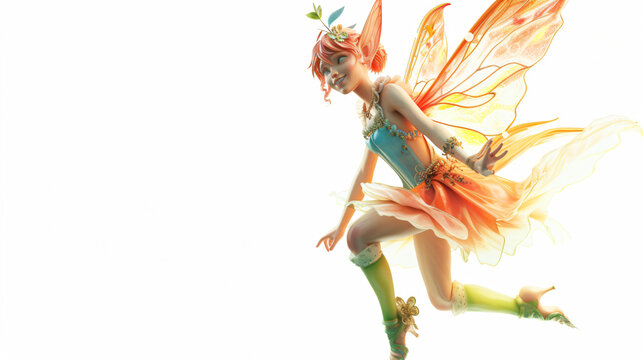 A whimsical and enchanting 3D representation of a mischievous fairy, radiating joy and playfulness. With stunning super rendering techniques, this vibrant artwork boasts incredible depth and