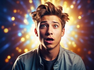 Colorful Shock: Man's Expression