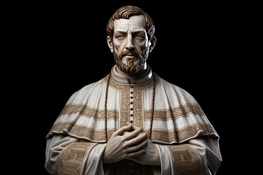 Saint Francis Xavier marble sculpture.