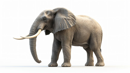 A breathtaking 3D rendering of a majestic elephant, exuding power and strength. Created in a super realistic style, this isolated artwork captures every intricate detail of the elephant's ma
