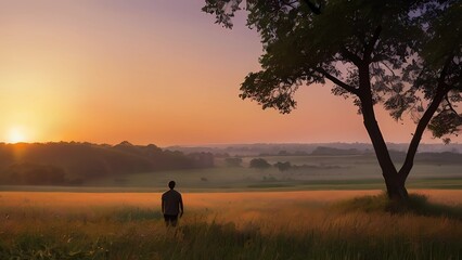 silhouette of a person in a sunset