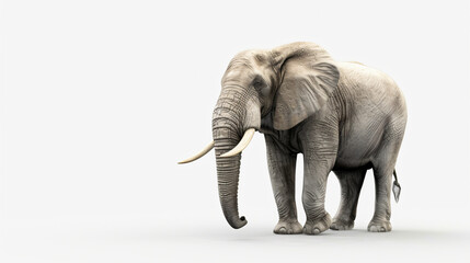 Fototapeta na wymiar A breathtaking 3D rendering of a majestic elephant, exuding power and strength. Created in a super realistic style, this isolated artwork captures every intricate detail of the elephant's ma