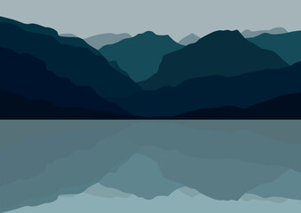 mountains with lakes vector, vector illustration for background design.