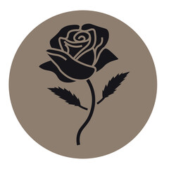 Rose icon. Black silhouette. Vector isolated on the background