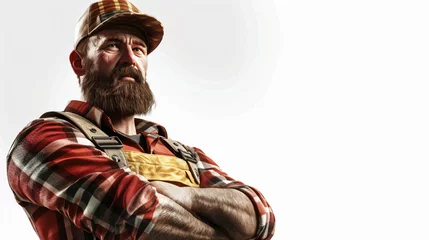 Fotobehang Discover the epitome of masculinity with our breathtaking 3D rendering of a rugged lumberjack. Unleash the power and ruggedness of this iconic figure, perfectly isolated for your creative pr © stocker