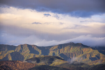 Winter storms approach the Santa Barbara channel at sunset.