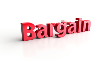 Bold 3D letters spelling out "Bargain"