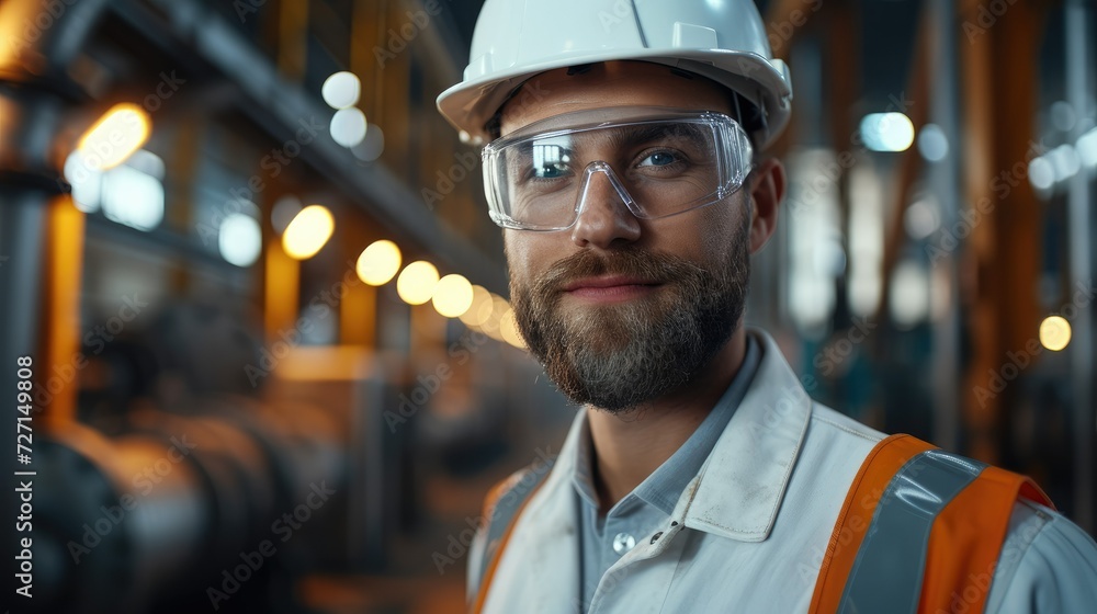 Aufkleber professional mechanical engineering working at metal factory. generative ai.