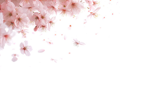 桜が散るイメージ・白背景