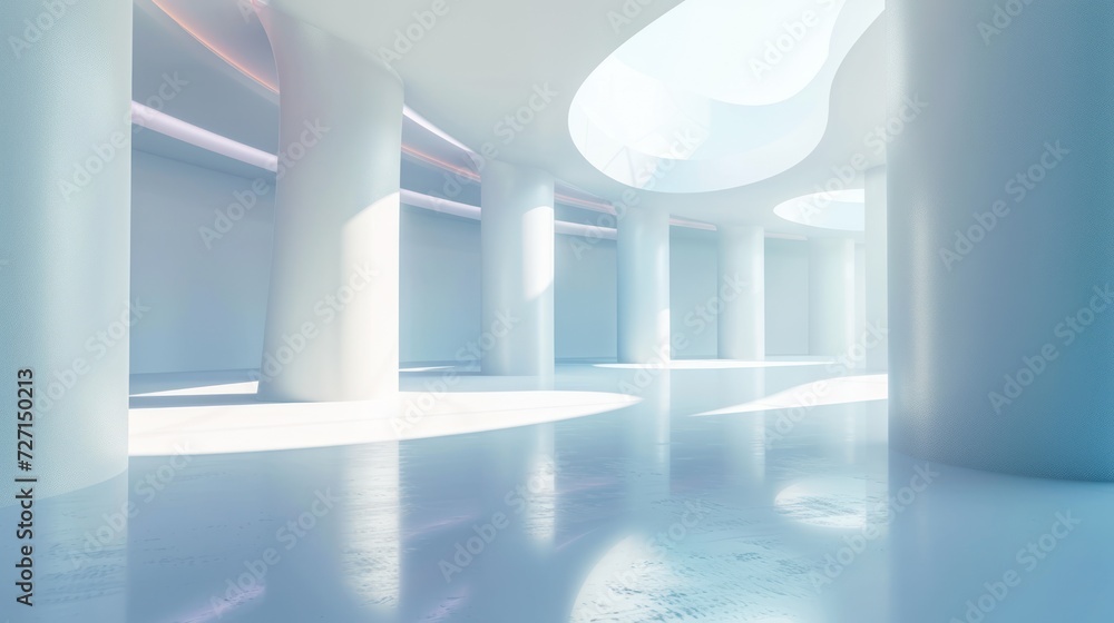 Poster general futuristic empty room 3d rendering