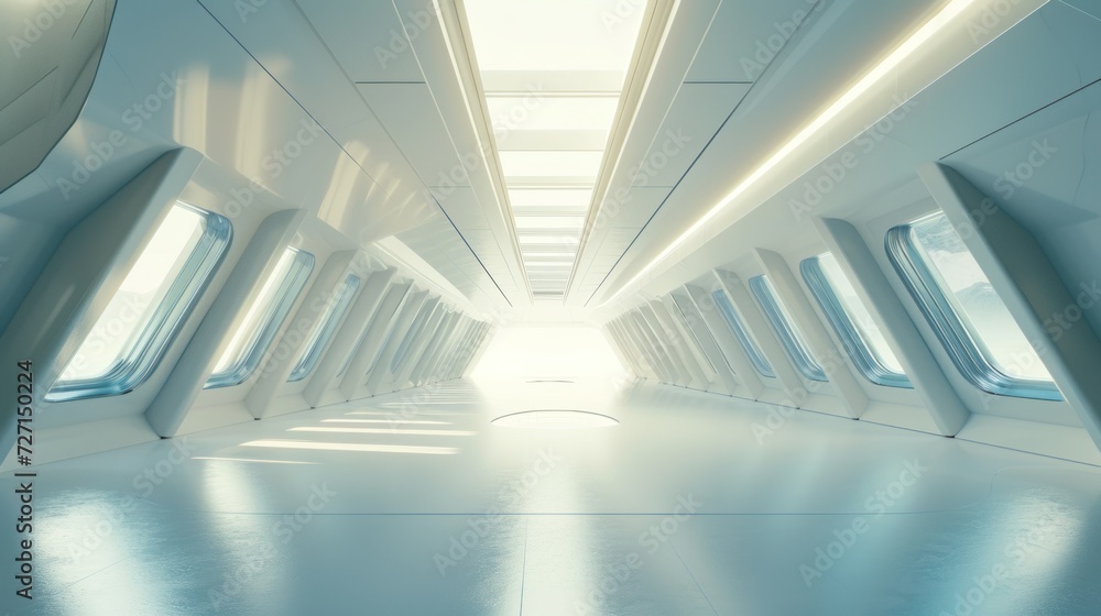 Poster general futuristic empty room 3d rendering