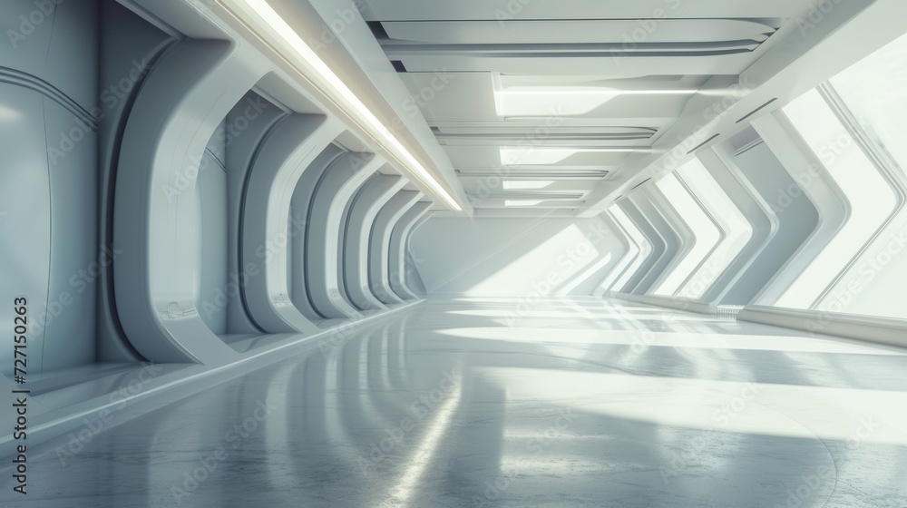 Poster general futuristic empty room 3d rendering