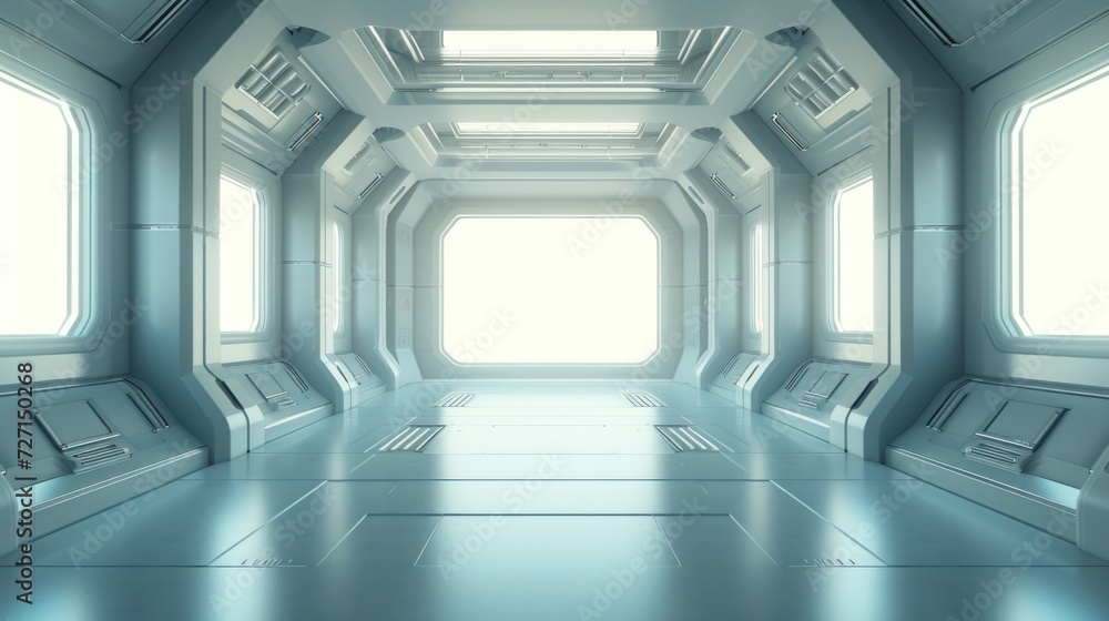 Poster general futuristic empty room 3d rendering