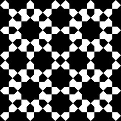 Seamless geometric pattern in arabic style Zellij in black and white