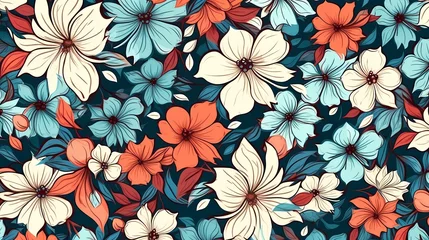 Schilderijen op glas Colorful floral seamless pattern © jiejie