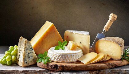 cheese panorama with french italian and spanish cheeses