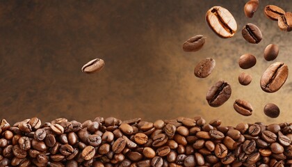 flying coffee beans horizontal banner