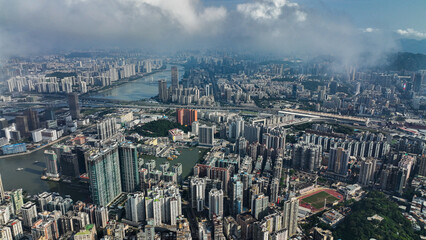 Aerial View of Macao City With Tall Buildings
