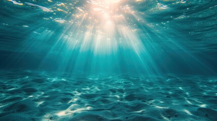 Fototapeta na wymiar Fascinating sunlight beneath the surface of the ocean