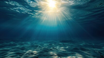 Fototapeta na wymiar Fascinating sunlight beneath the surface of the ocean