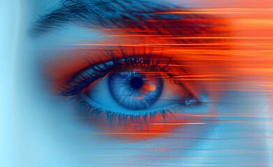Close-up of cyberpunk right eye