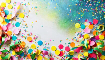 colorful party confetti with copy space