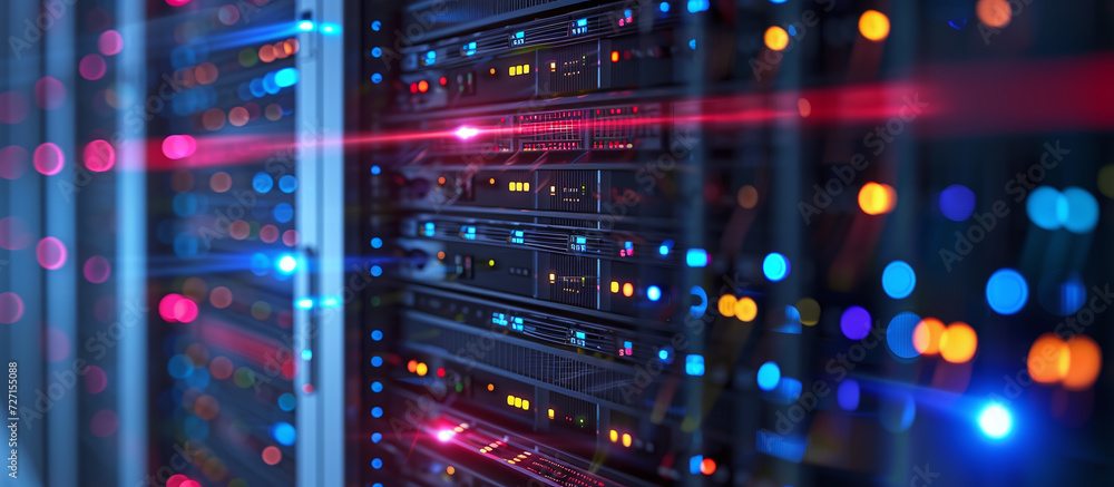 Poster modern led console rack in data center server room