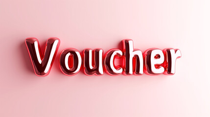 The word "Voucher" presented in elegant 3D letters with a glossy shine