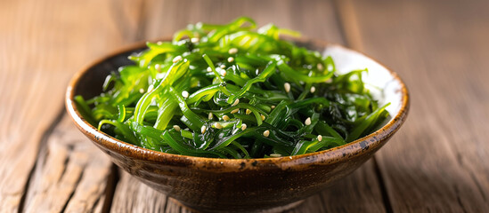 Obraz na płótnie Canvas Japanese seaweed salad in a bowl