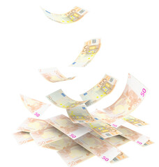 euro 50 euros banknotes falling - 3d rendering