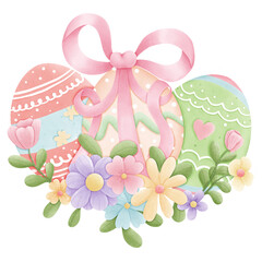 easter eggs with  flowers 