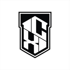 CX Logo monogram hexagon geometric up and down inside shield isolated style design template
