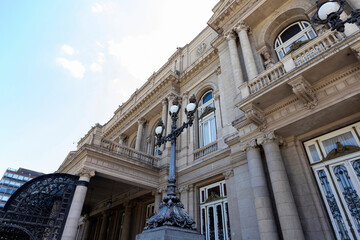 Exterior of  Theater Colon, famous landmark of Buenos Aires, Argentina, on a sunny day