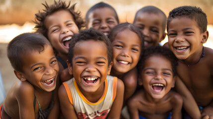 Obraz premium Portrait Of Multi-Cultural Children Hanging Out With Friends In The Countryside Together